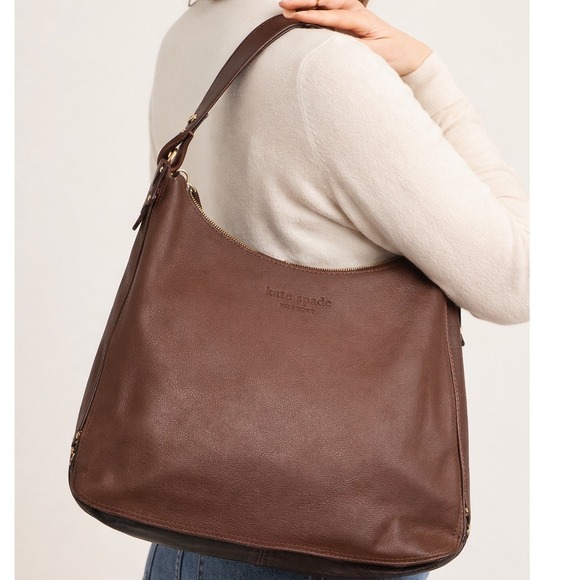 kate spade Handbags - Kate Spade New York Leather Hobo Shoulder Bag Purse Brown Gold Tone Hardware